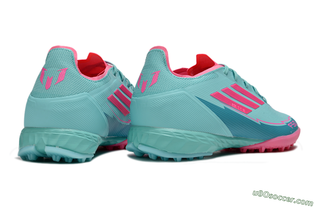 Messi x Adidas F50 Pro TF Artificial Turf Soccer Shoes - Jade/Pink 6