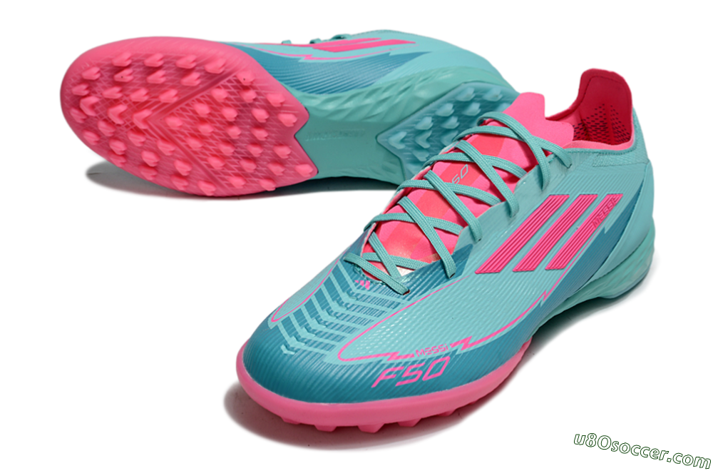 Messi x Adidas F50 Pro TF Artificial Turf Soccer Shoes - Jade/Pink 3