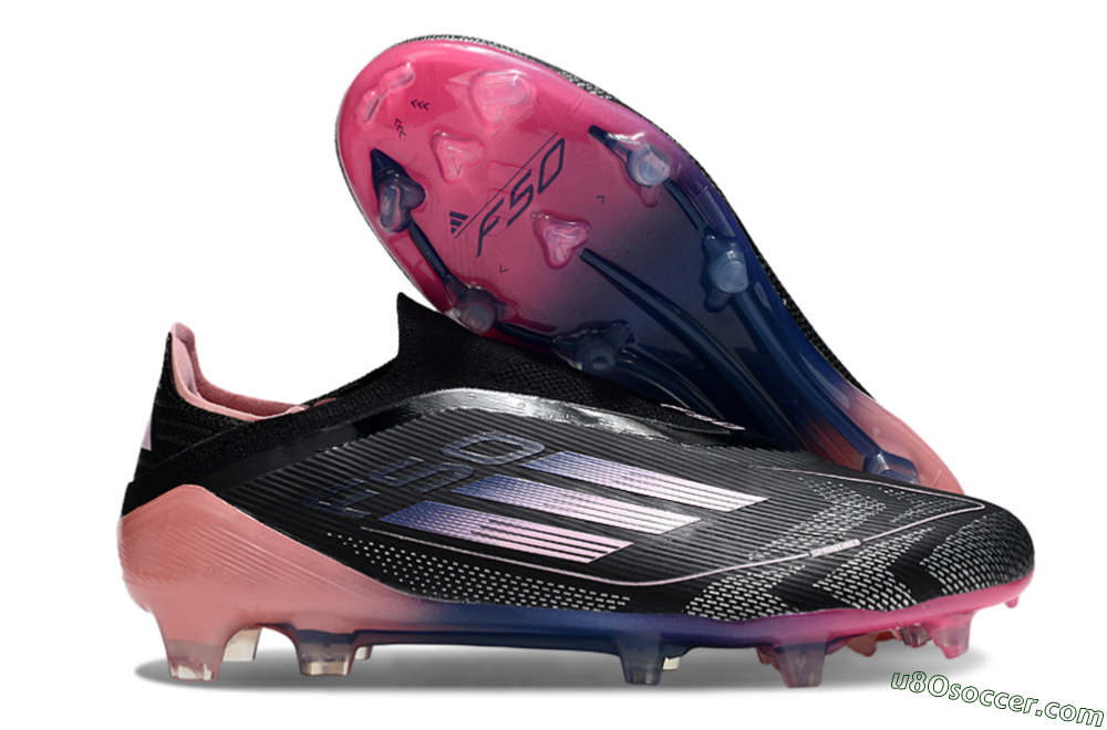 Adidas F50 Elite Laceless FG Firm Ground Soccer Cleats - Black/Blue/Pink 1