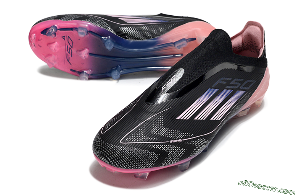 Adidas F50 Elite Laceless FG Firm Ground Soccer Cleats - Black/Blue/Pink 3