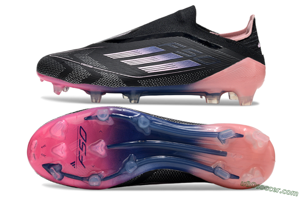 Adidas F50 Elite Laceless FG Firm Ground Soccer Cleats - Black/Blue/Pink 0