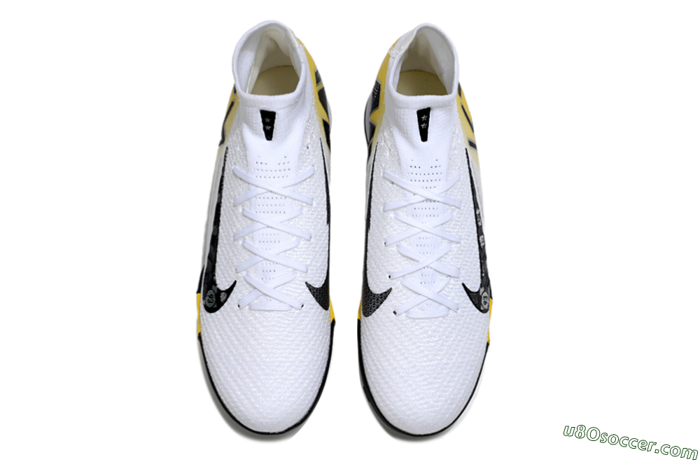 KM x Nike Air Zoom Mercurial Superfly 10 Elite TF Artificial Turf Soccer Shoes - White/Black/Yellow 4