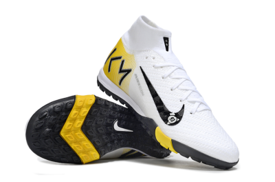 KM x Nike Air Zoom Mercurial Superfly 10 Elite TF Artificial Turf Soccer Shoes - White/Black/Yellow
