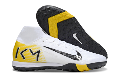 KM x Nike Air Zoom Mercurial Superfly 10 Elite TF Artificial Turf Soccer Shoes - White/Black/Yellow