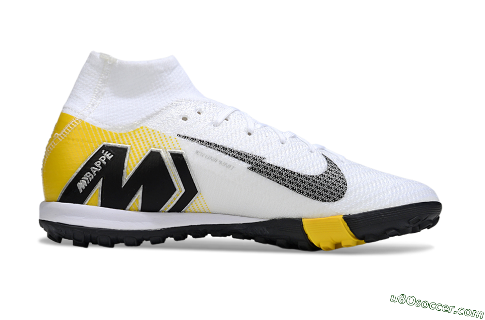 KM x Nike Air Zoom Mercurial Superfly 10 Elite TF Artificial Turf Soccer Shoes - White/Black/Yellow 7