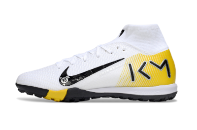 KM x Nike Air Zoom Mercurial Superfly 10 Elite TF Artificial Turf Soccer Shoes - White/Black/Yellow