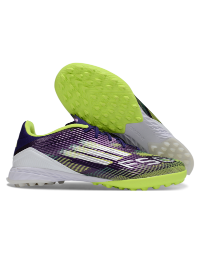 Adidas F50 Pro TF Artificial Turf Soccer Shoes - Purple/Silver/Yellow