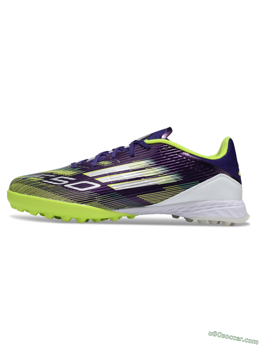 Adidas F50 Pro TF Artificial Turf Soccer Shoes - Purple/Silver/Yellow 2