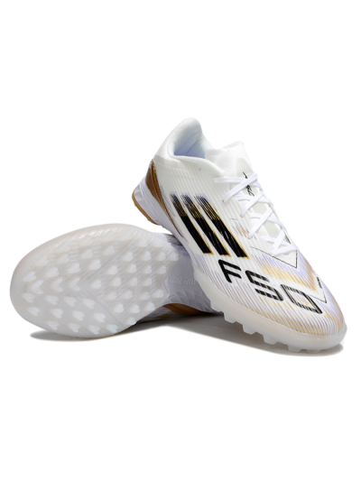 Adidas F50 Pro TF Artificial Turf Soccer Shoes - White/Black/Gold