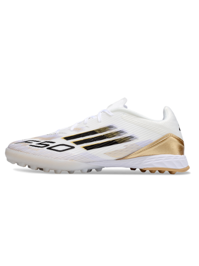 Adidas F50 Pro TF Artificial Turf Soccer Shoes - White/Black/Gold