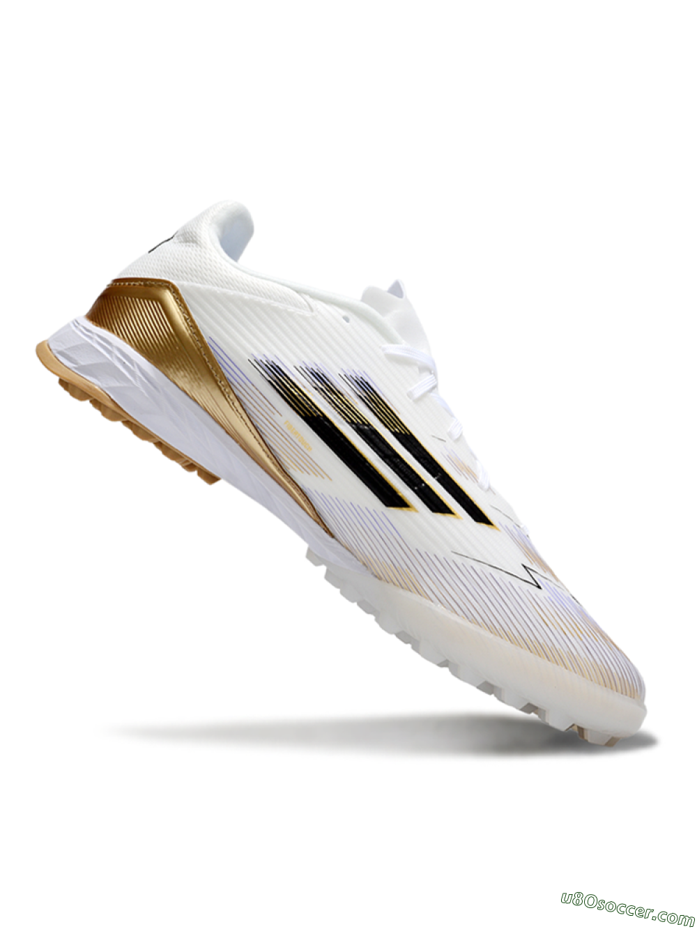 Adidas F50 Pro TF Artificial Turf Soccer Shoes - White/Black/Gold 4