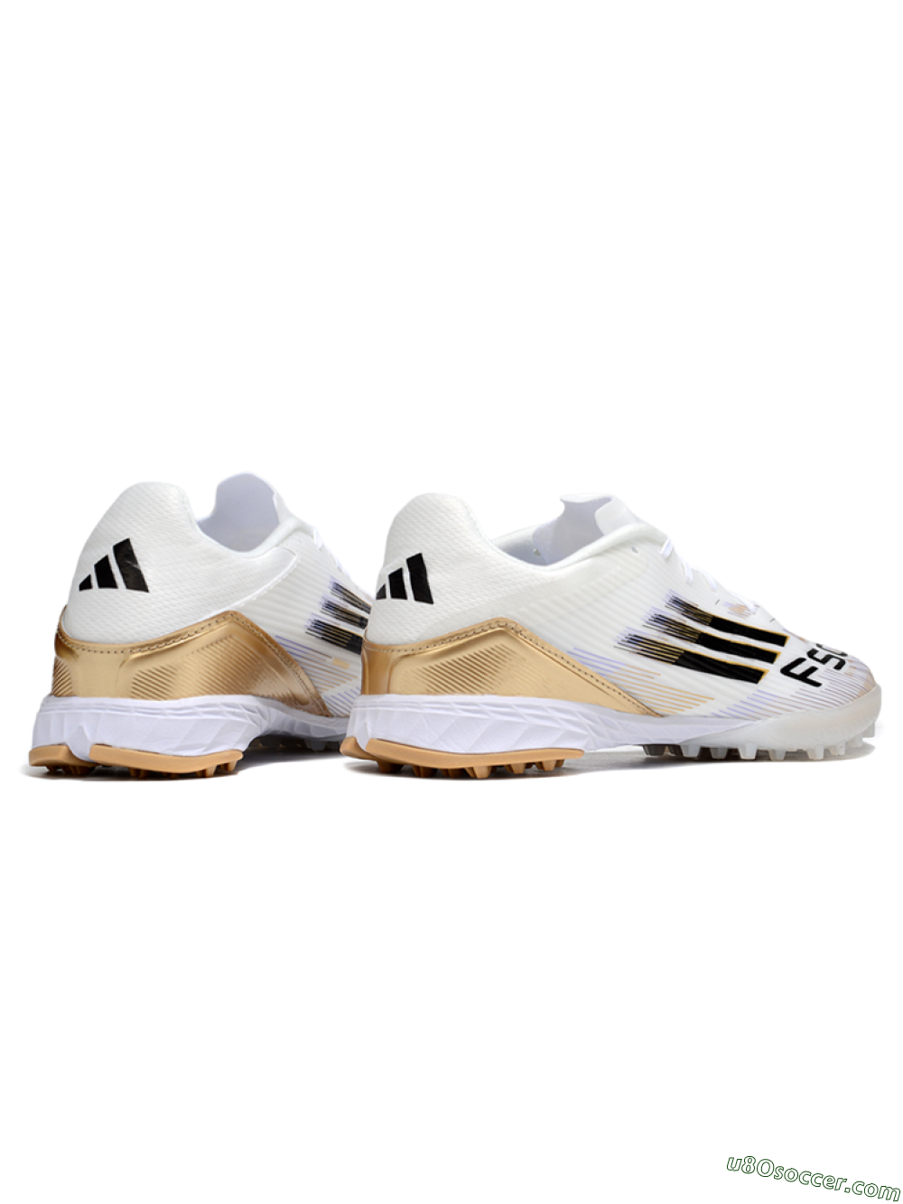 Adidas F50 Pro TF Artificial Turf Soccer Shoes - White/Black/Gold 6