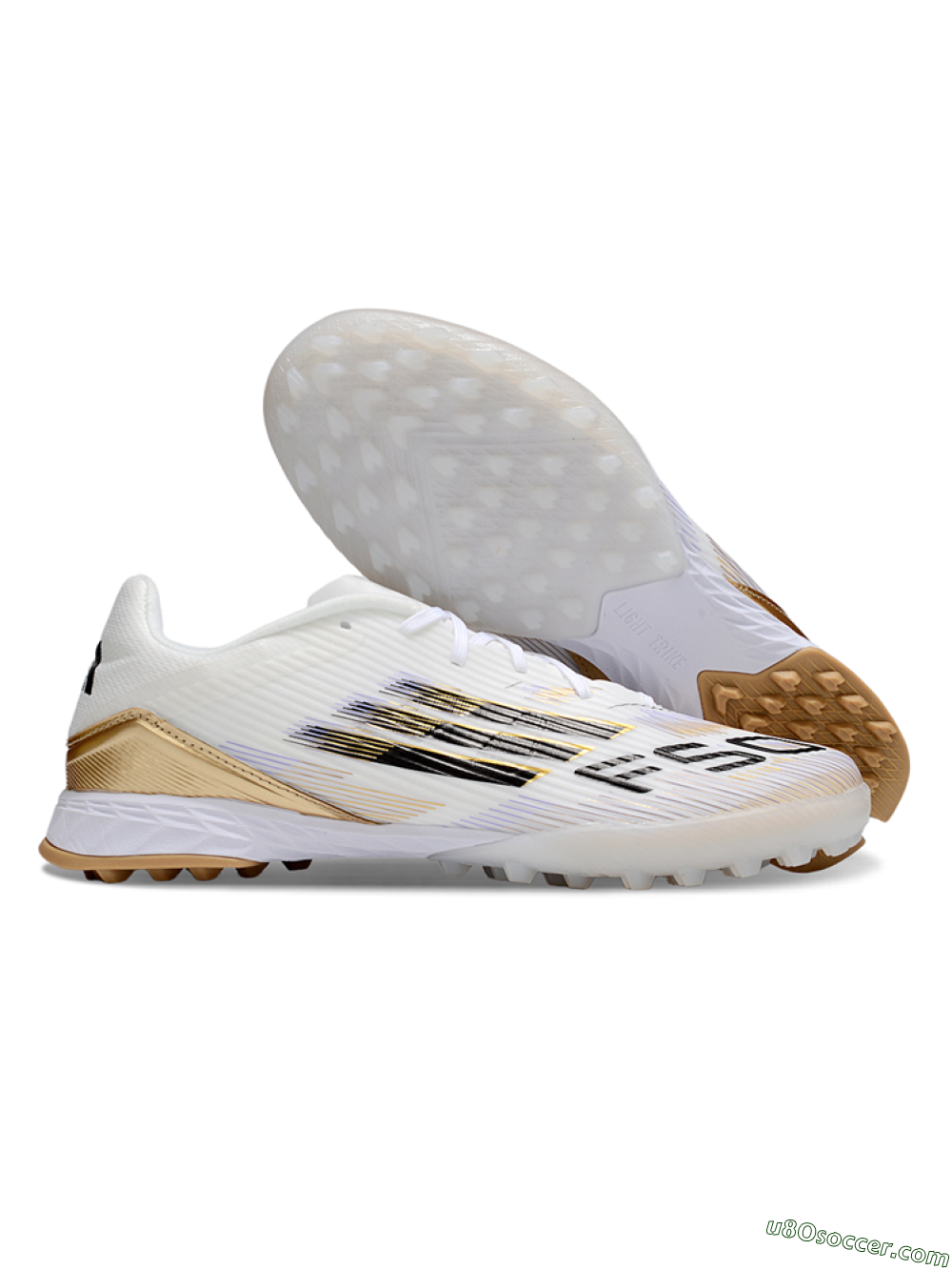Adidas F50 Pro TF Artificial Turf Soccer Shoes - White/Black/Gold 1