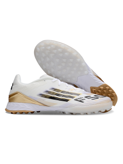 Adidas F50 Pro TF Artificial Turf Soccer Shoes - White/Black/Gold
