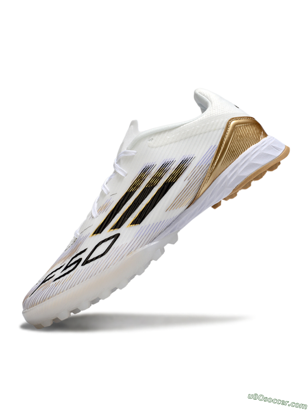 Adidas F50 Pro TF Artificial Turf Soccer Shoes - White/Black/Gold 5