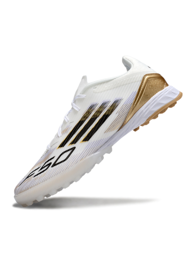Adidas F50 Pro TF Artificial Turf Soccer Shoes - White/Black/Gold