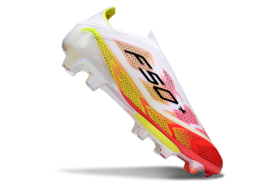 Adidas F50+ Elite Lightstrike Pro Laceless FG Firm Ground Soccer Cleats - White/Red/Yellow
