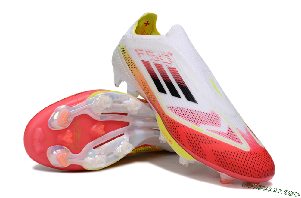 Adidas F50+ Elite Lightstrike Pro Laceless FG Firm Ground Soccer Cleats - White/Red/Yellow 4