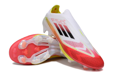 Adidas F50+ Elite Lightstrike Pro Laceless FG Firm Ground Soccer Cleats - White/Red/Yellow