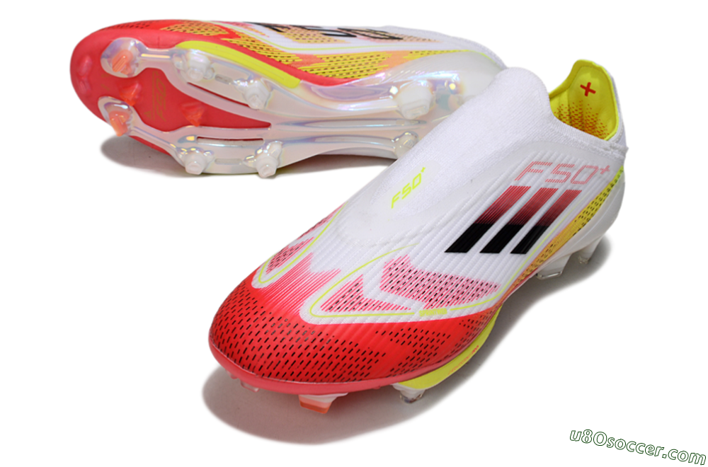 Adidas F50+ Elite Lightstrike Pro Laceless FG Firm Ground Soccer Cleats - White/Red/Yellow 3