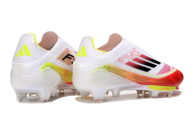 Adidas F50+ Elite Lightstrike Pro Laceless FG Firm Ground Soccer Cleats - White/Red/Yellow