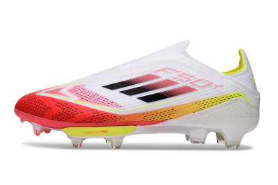 Adidas F50+ Elite Lightstrike Pro Laceless FG Firm Ground Soccer Cleats - White/Red/Yellow