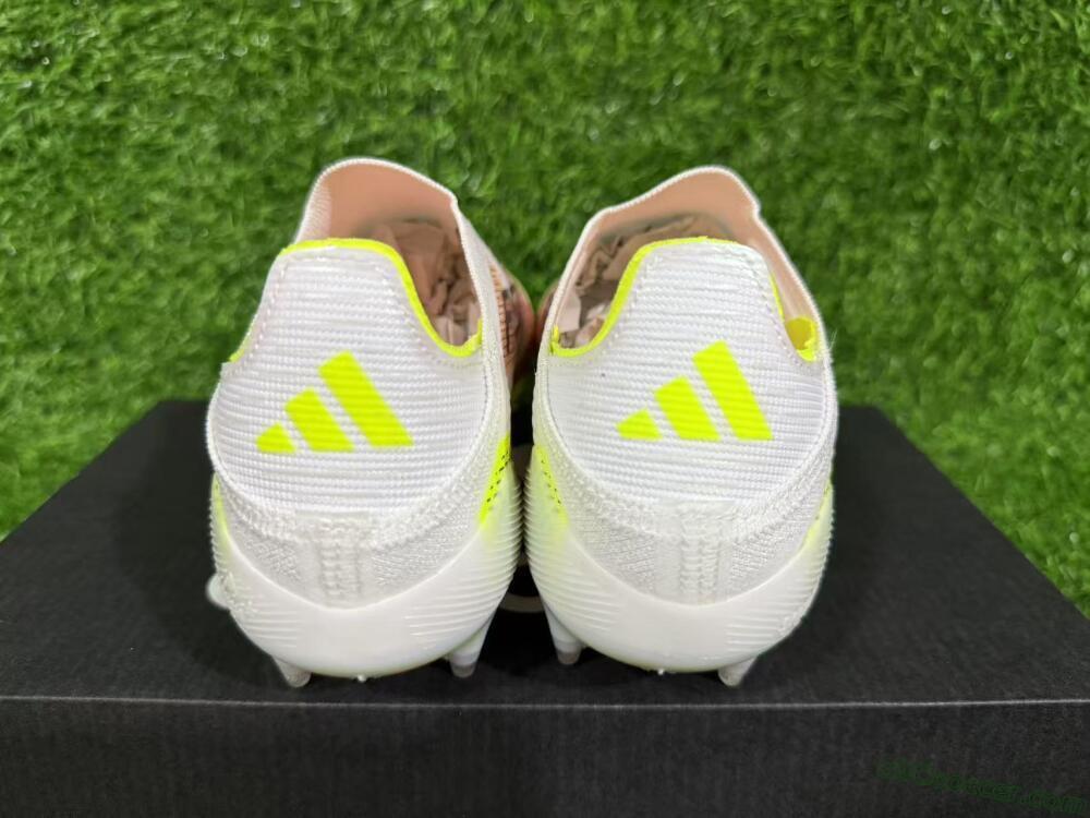 Adidas F50+ Elite Lightstrike Pro Laceless FG Firm Ground Soccer Cleats - White/Red/Yellow
