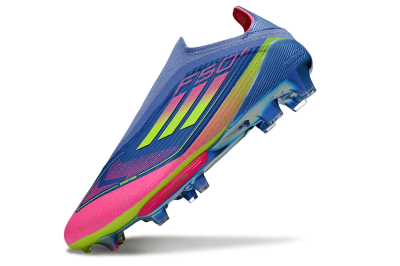 Adidas F50+ Elite Lightstrike Pro Laceless FG Firm Ground Soccer Cleats - Blue/Pink/Yellow