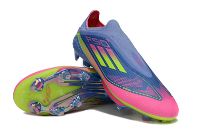 Adidas F50+ Elite Lightstrike Pro Laceless FG Firm Ground Soccer Cleats - Blue/Pink/Yellow