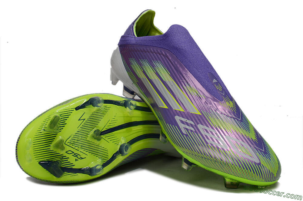 Adidas F50 Elite Laceless FG Firm Ground Soccer Cleats - Purple/Yellow/White 4