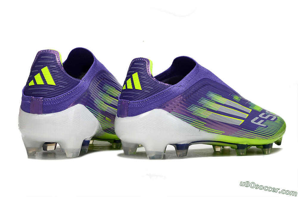Adidas F50 Elite Laceless FG Firm Ground Soccer Cleats - Purple/Yellow/White 7