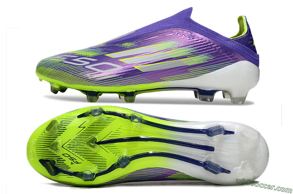 Adidas F50 Elite Laceless FG Firm Ground Soccer Cleats - Purple/Yellow/White 0