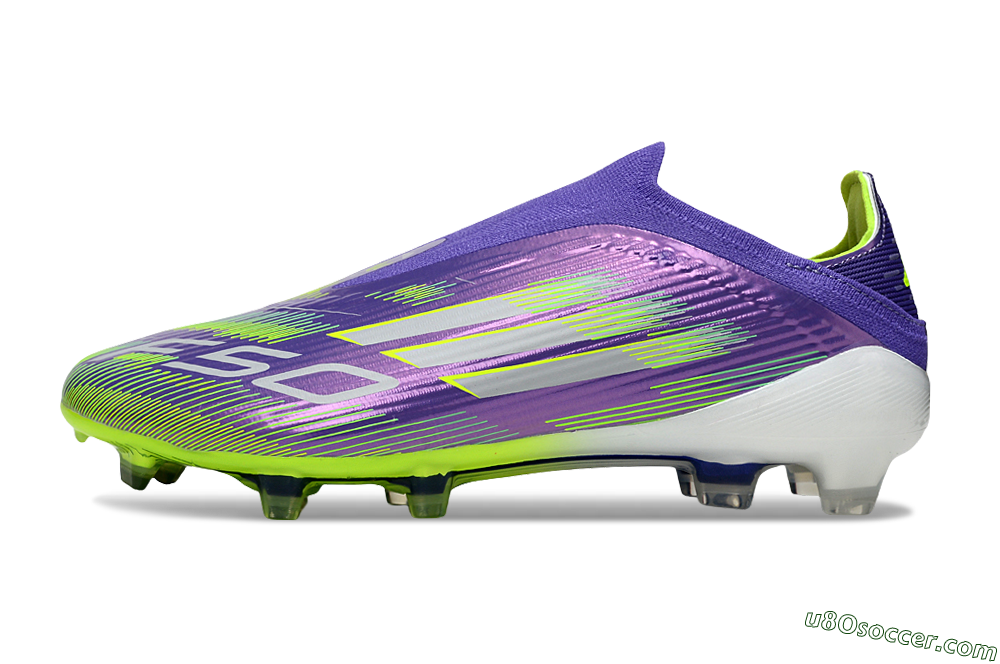 Adidas F50 Elite Laceless FG Firm Ground Soccer Cleats - Purple/Yellow/White 2