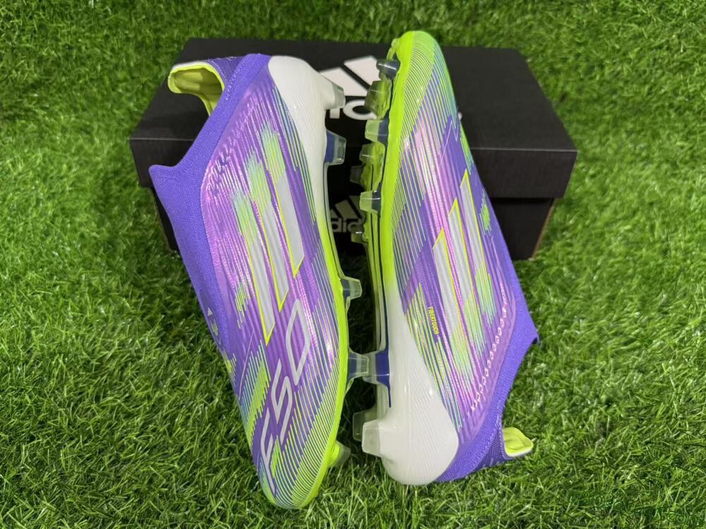 Adidas F50 Elite Laceless FG Firm Ground Soccer Cleats - Purple/Yellow/White