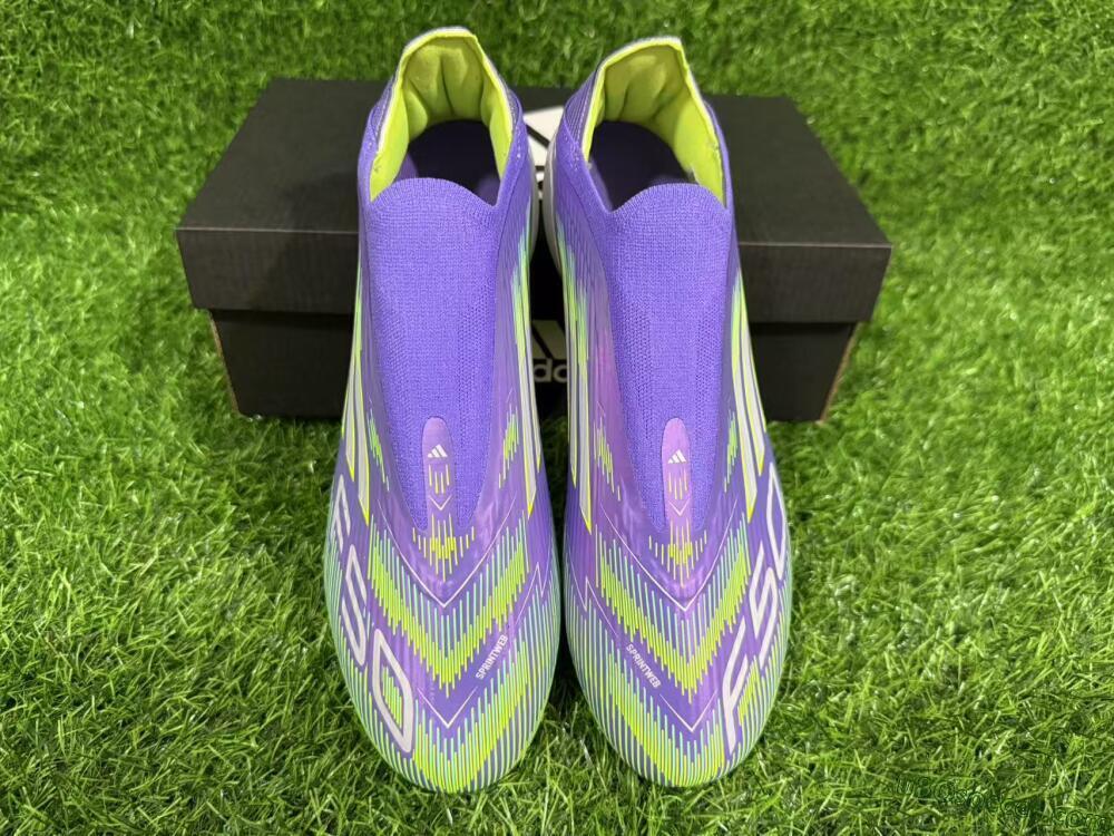 Adidas F50 Elite Laceless FG Firm Ground Soccer Cleats - Purple/Yellow/White