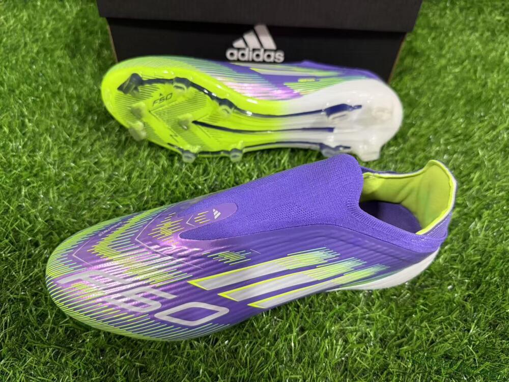 Adidas F50 Elite Laceless FG Firm Ground Soccer Cleats - Purple/Yellow/White