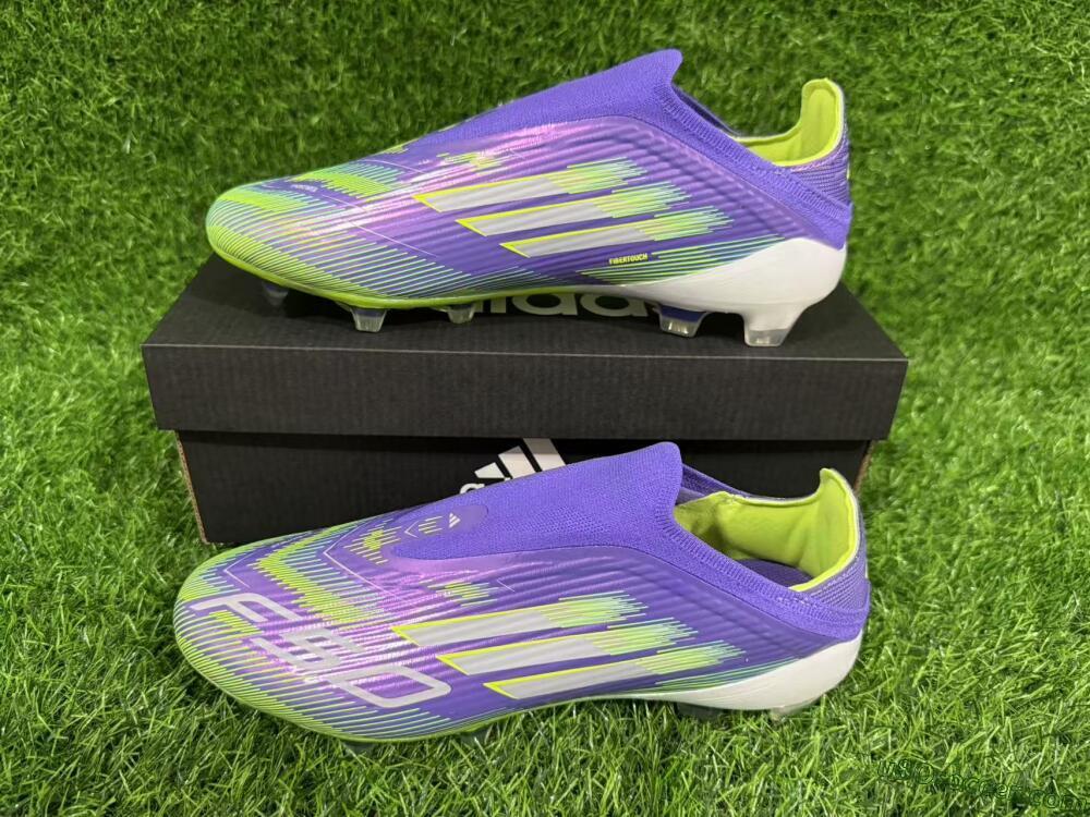 Adidas F50 Elite Laceless FG Firm Ground Soccer Cleats - Purple/Yellow/White