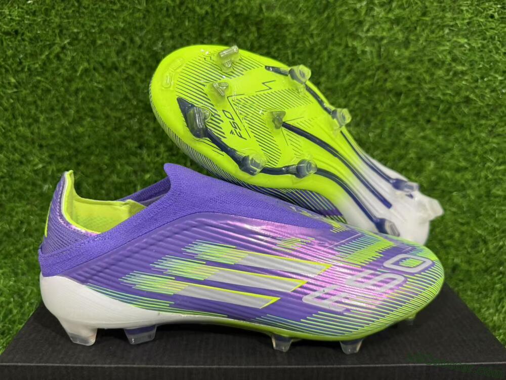 Adidas F50 Elite Laceless FG Firm Ground Soccer Cleats - Purple/Yellow/White