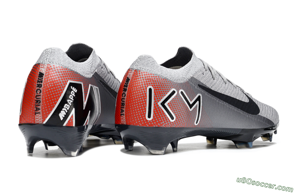 KM x Nike Air Zoom Mercurial Vapor 16 Elite FG Firm Ground Soccer Cleats - Grey/Black/Red 7