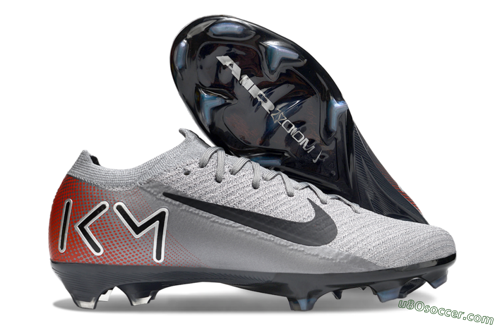 KM x Nike Air Zoom Mercurial Vapor 16 Elite FG Firm Ground Soccer Cleats - Grey/Black/Red 1