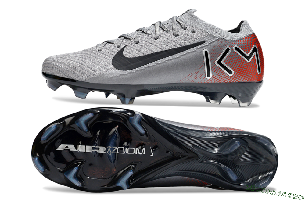 KM x Nike Air Zoom Mercurial Vapor 16 Elite FG Firm Ground Soccer Cleats - Grey/Black/Red 0