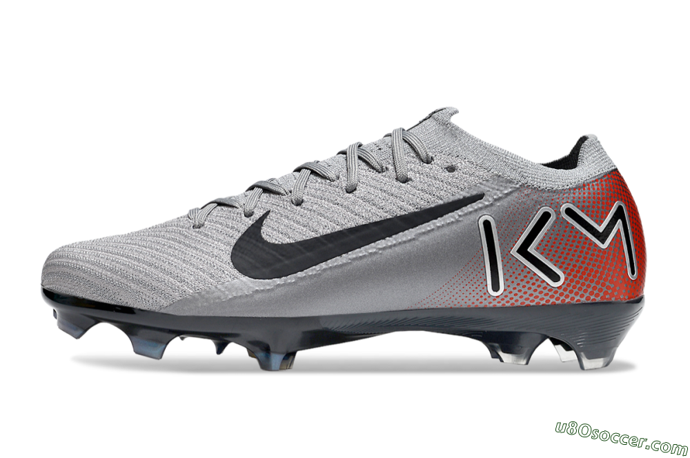 KM x Nike Air Zoom Mercurial Vapor 16 Elite FG Firm Ground Soccer Cleats - Grey/Black/Red 2