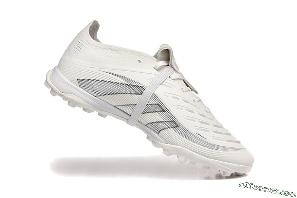 Adidas Predator 25 Elite Foldover Tongue TF Artificial Turf Soccer Cleats - White/Silver/Blue 7