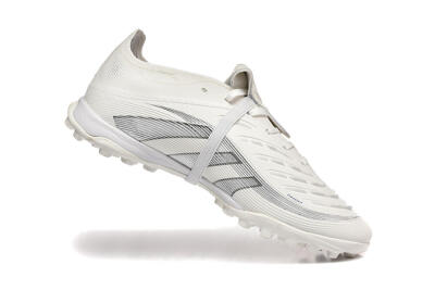Adidas Predator 25 Elite Foldover Tongue TF Artificial Turf Soccer Cleats - White/Silver/Blue