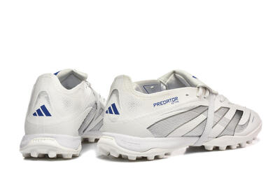 Adidas Predator 25 Elite Foldover Tongue TF Artificial Turf Soccer Cleats - White/Silver/Blue