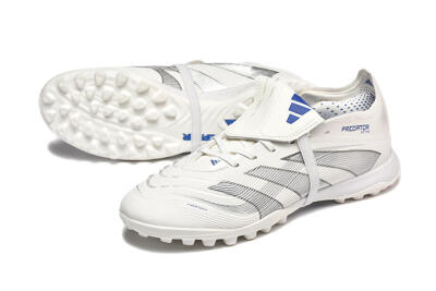 Adidas Predator 25 Elite Foldover Tongue TF Artificial Turf Soccer Cleats - White/Silver/Blue