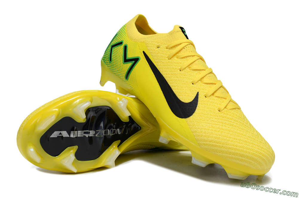 KM x Nike Air Zoom Mercurial Vapor 16 Elite FG Firm Ground Soccer Cleats - Yellow/Black/Green 4