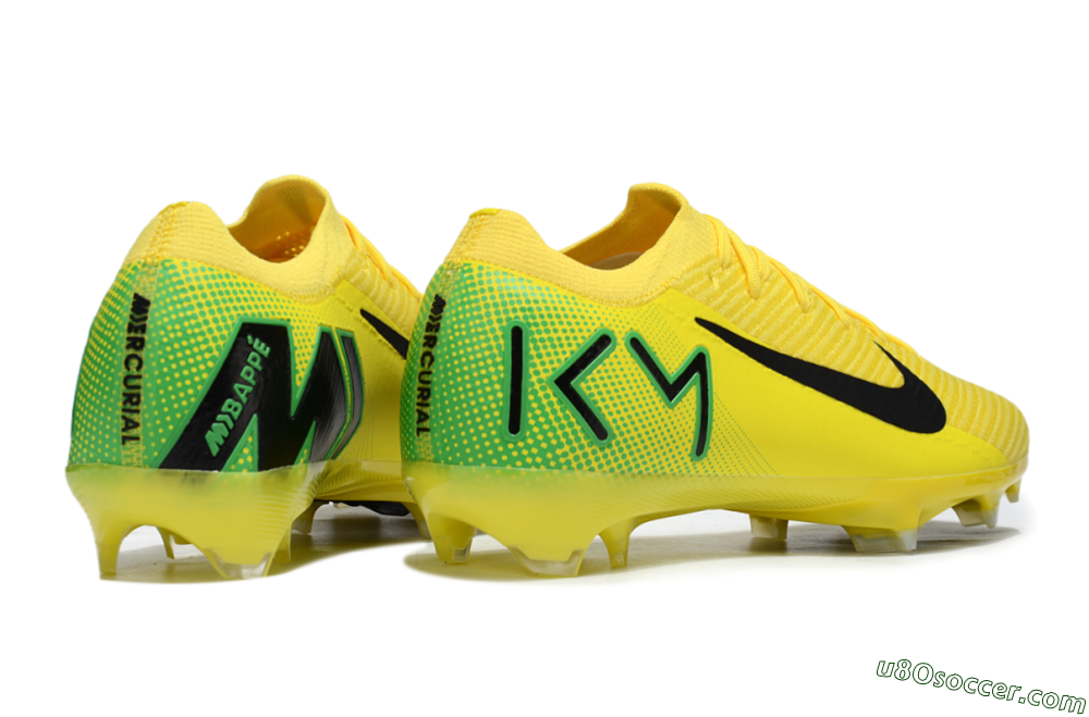 KM x Nike Air Zoom Mercurial Vapor 16 Elite FG Firm Ground Soccer Cleats - Yellow/Black/Green 7