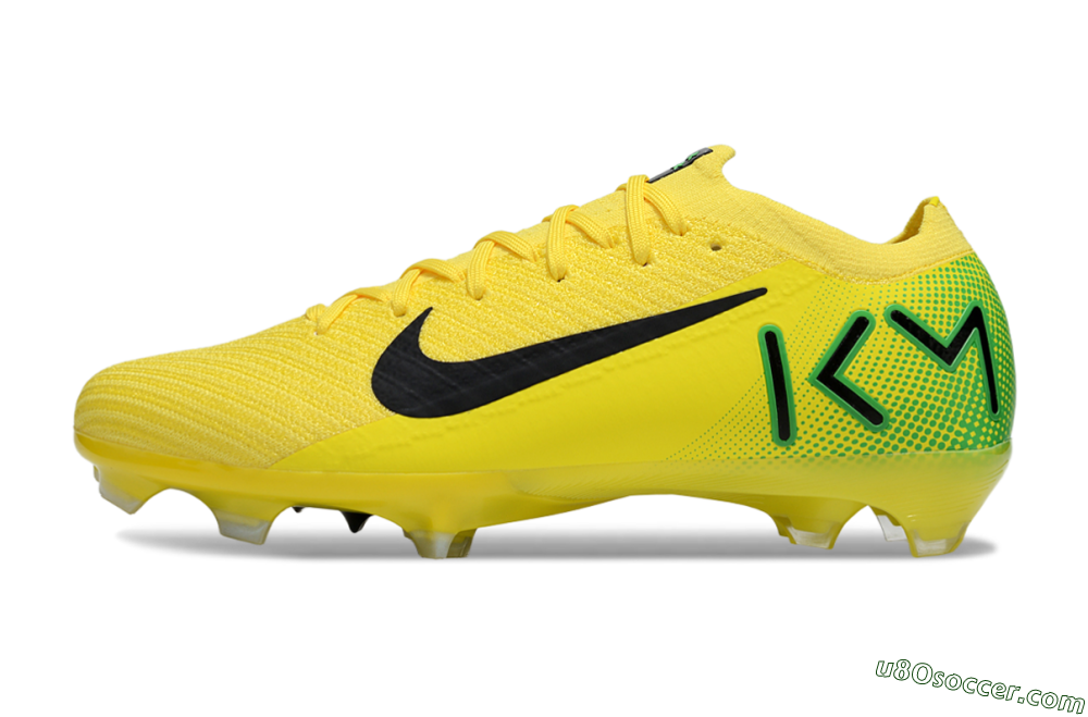 KM x Nike Air Zoom Mercurial Vapor 16 Elite FG Firm Ground Soccer Cleats - Yellow/Black/Green 2