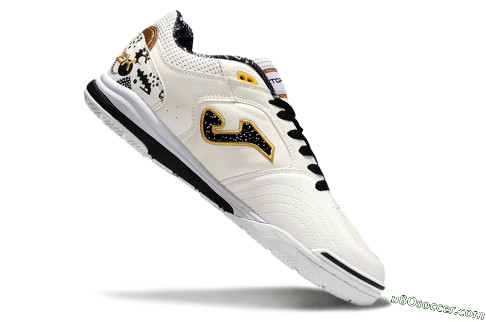 Joma Top Flex IC Indoor & Futsal Soccer Shoes - White/Black/Gold 4